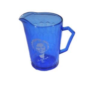 Hazel Atlas Shirley Temple Cobalt Blue Glass Pitcher Vintage Nostalgia